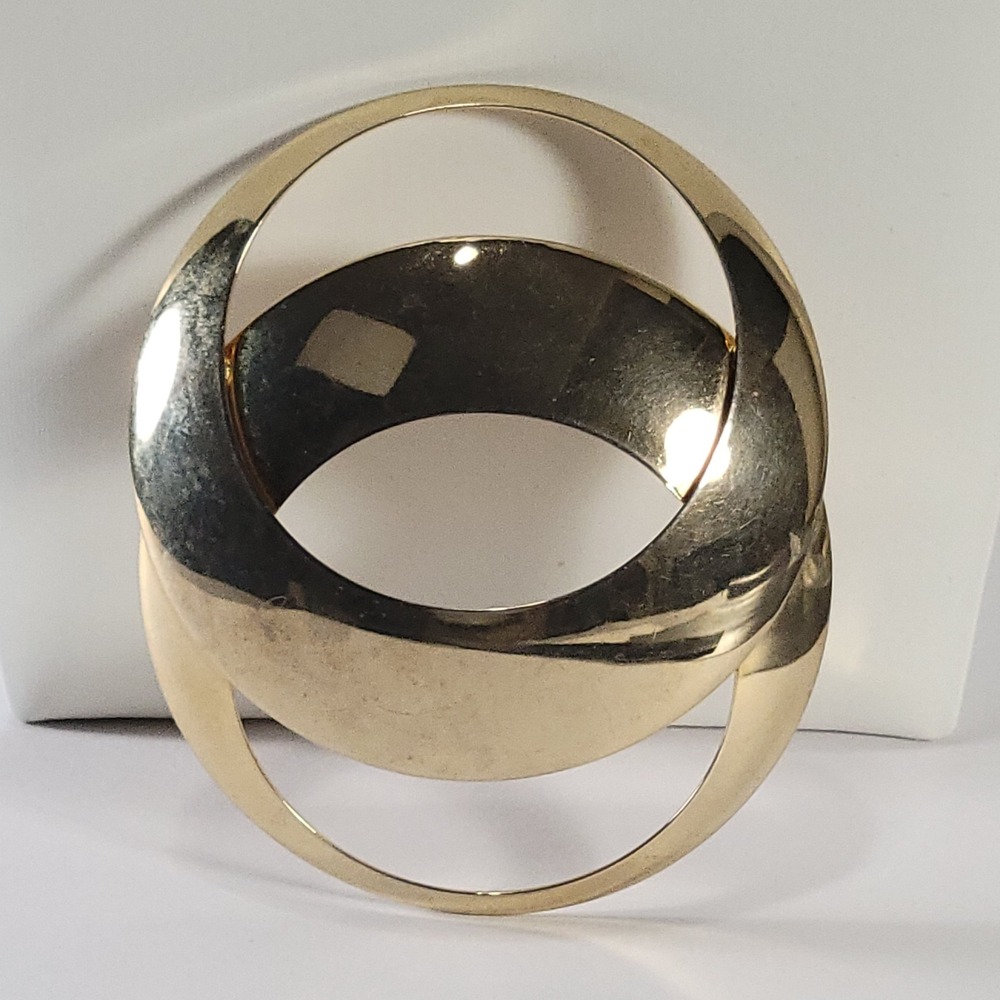Mid Century Modern Brooch Gold Tone Interlocking Double Circle Geometric MCM